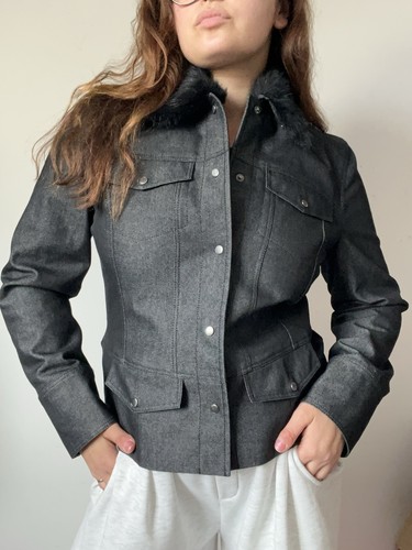 Giacca denim vintage con collo
